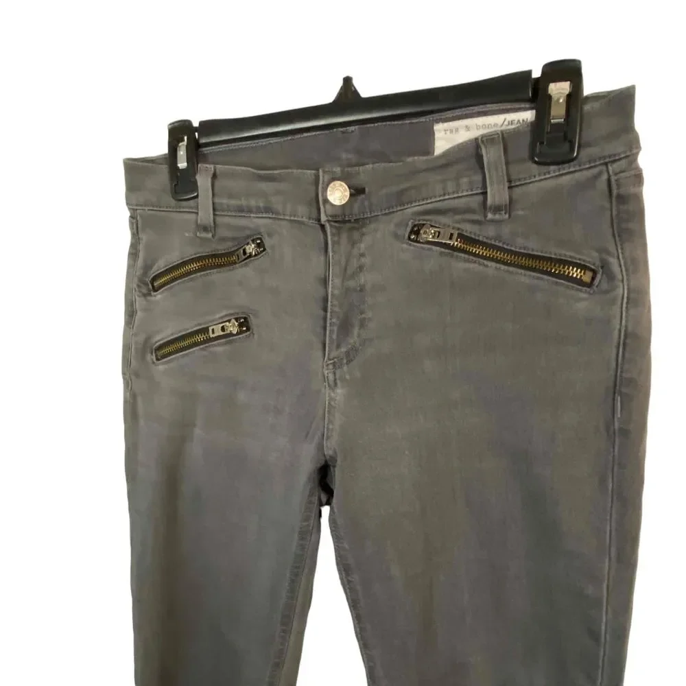 Rag & Bone Womens Gray Moto‎ Skinny Jeans with Zippered Legs & Pockets Size 29